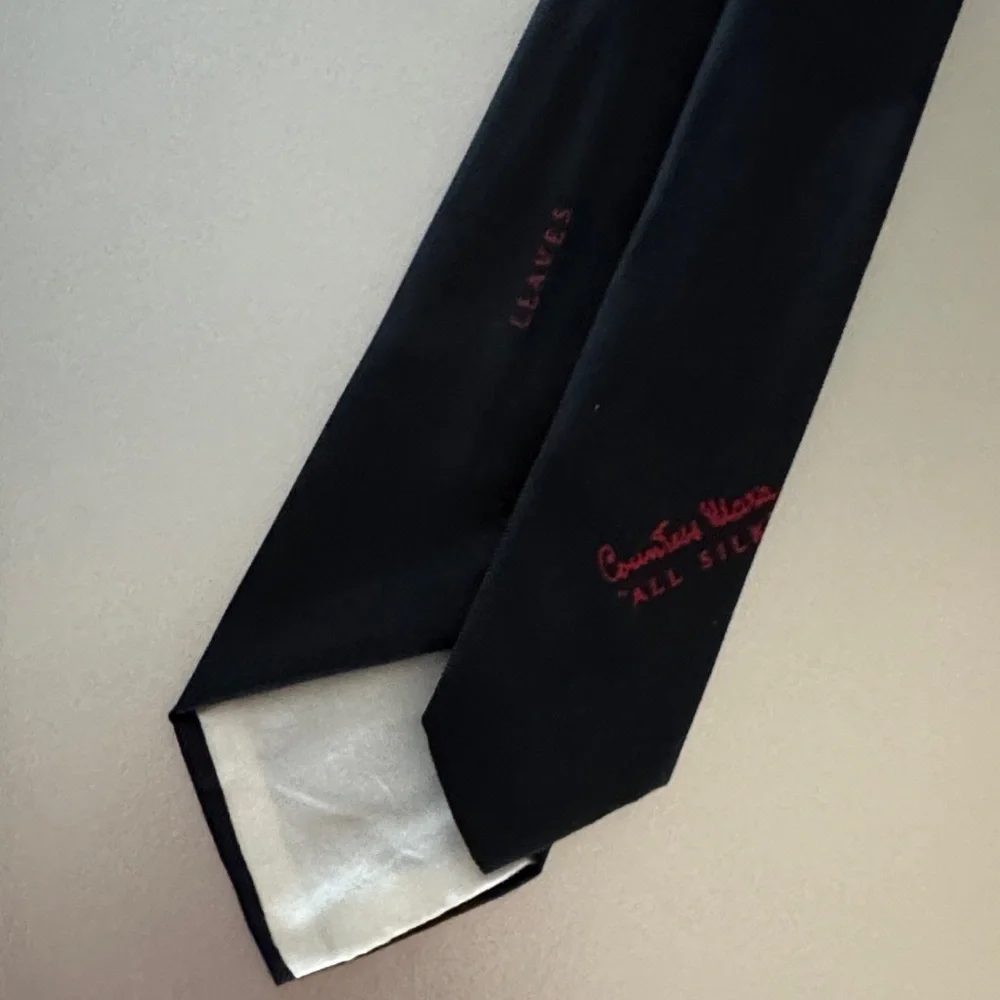 Vintage “Leaves” Navy Tie with Red & Gold Leaf Accents
